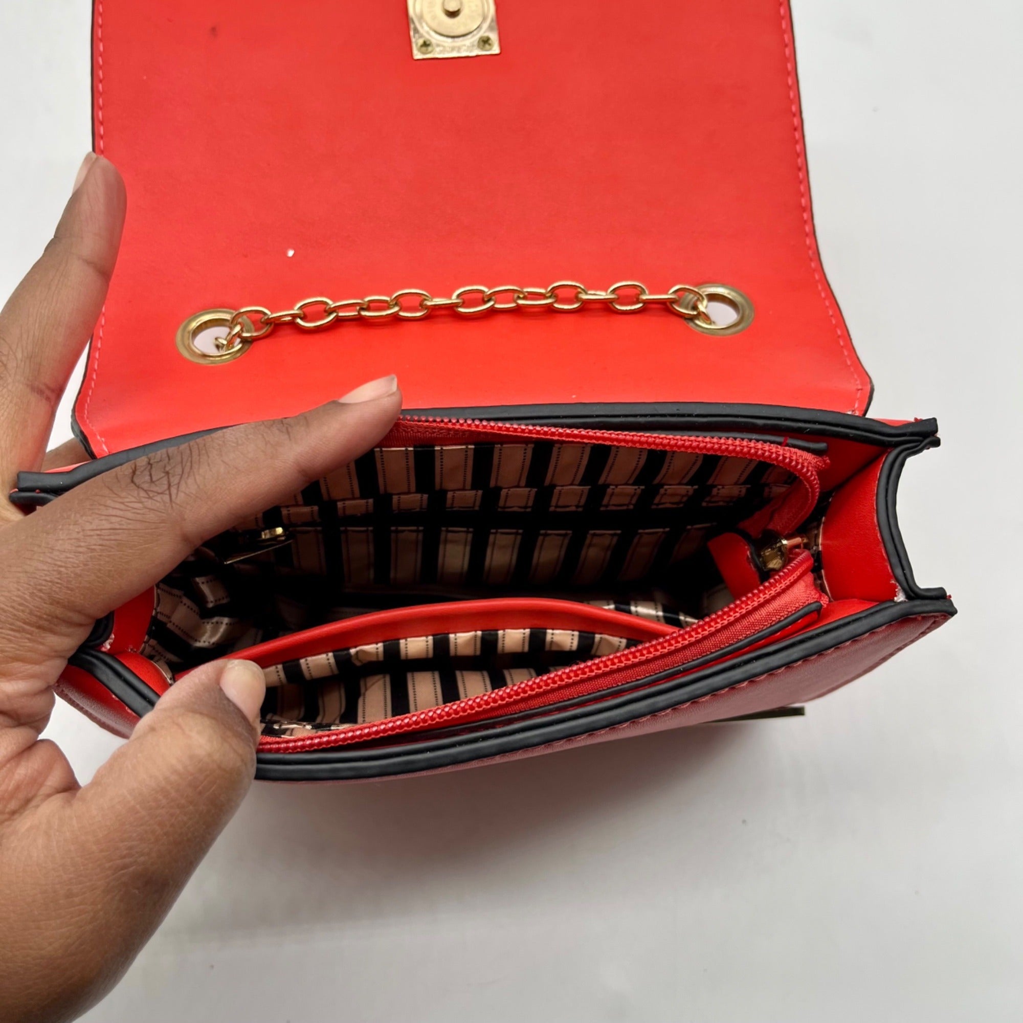 Unbranded Burnt Orange Faux Leather Crossbody Bag
