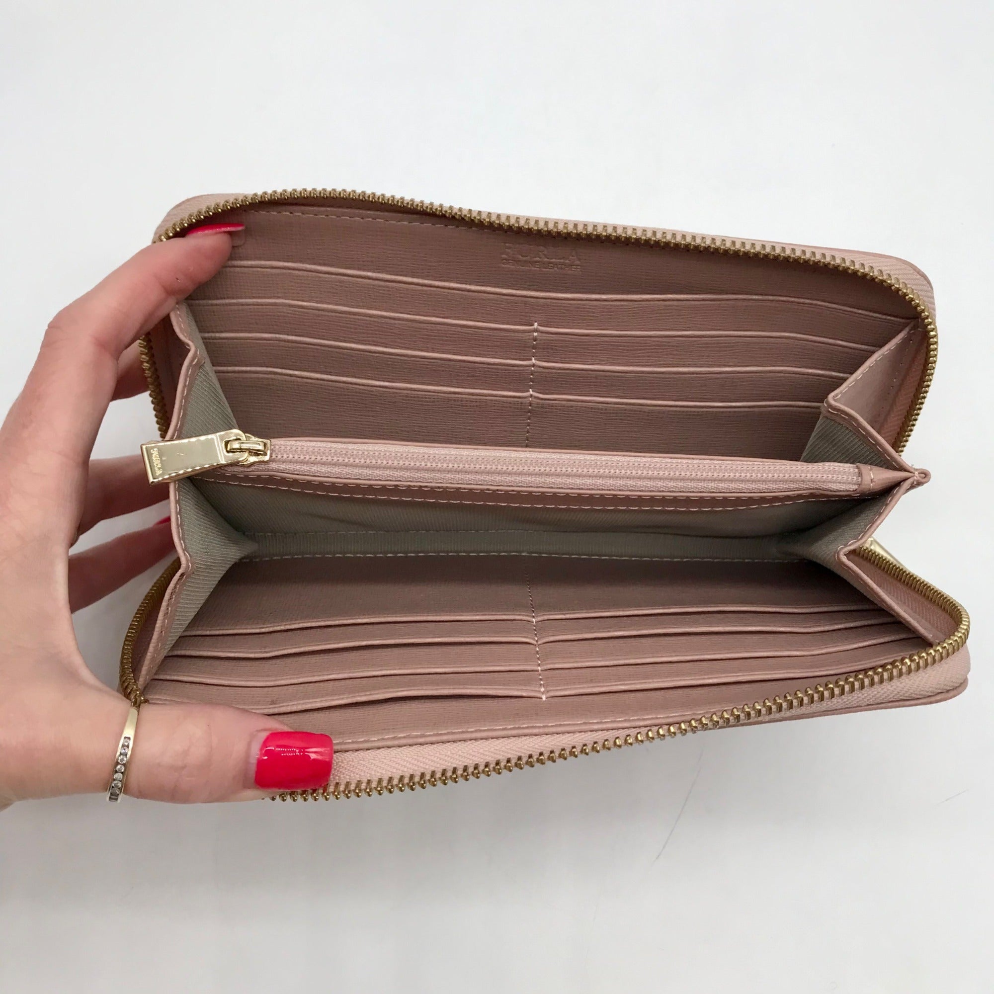 Furla Pink Leather Babylon Continental Wallet