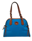 Dooney & Bourke Blue And Brown Canvas Tote Bag