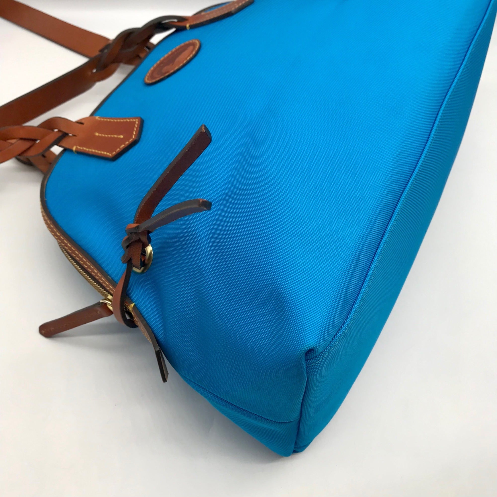 Dooney &amp; Bourke Blue And Brown Canvas Tote Bag