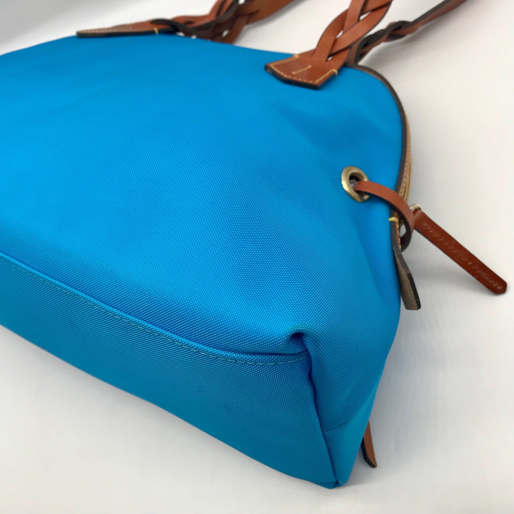 Dooney &amp; Bourke Blue And Brown Canvas Tote Bag