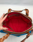 Dooney & Bourke Blue And Brown Canvas Tote Bag