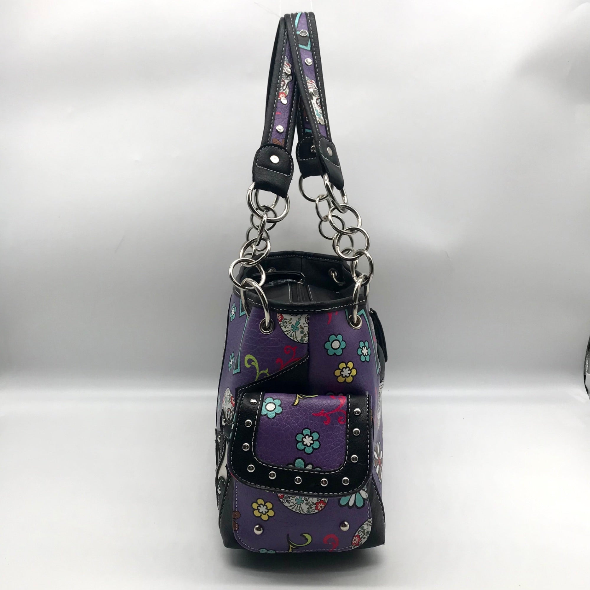Cowgirl Trendy Purple Sugar Skull Shoulder Bag