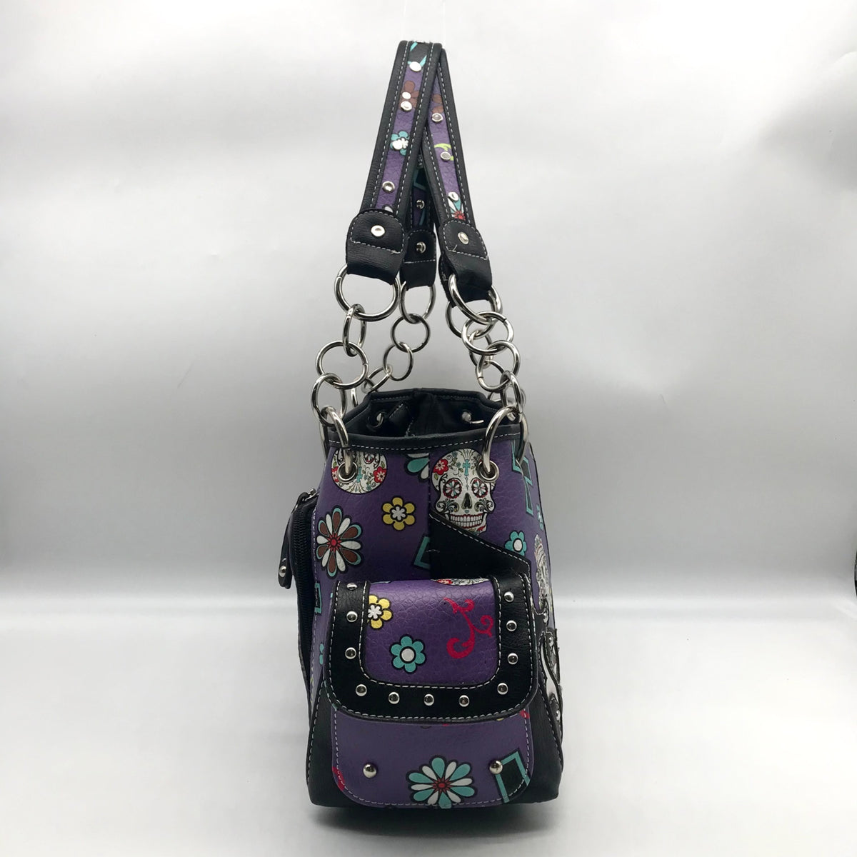Cowgirl Trendy Purple Sugar Skull Shoulder Bag