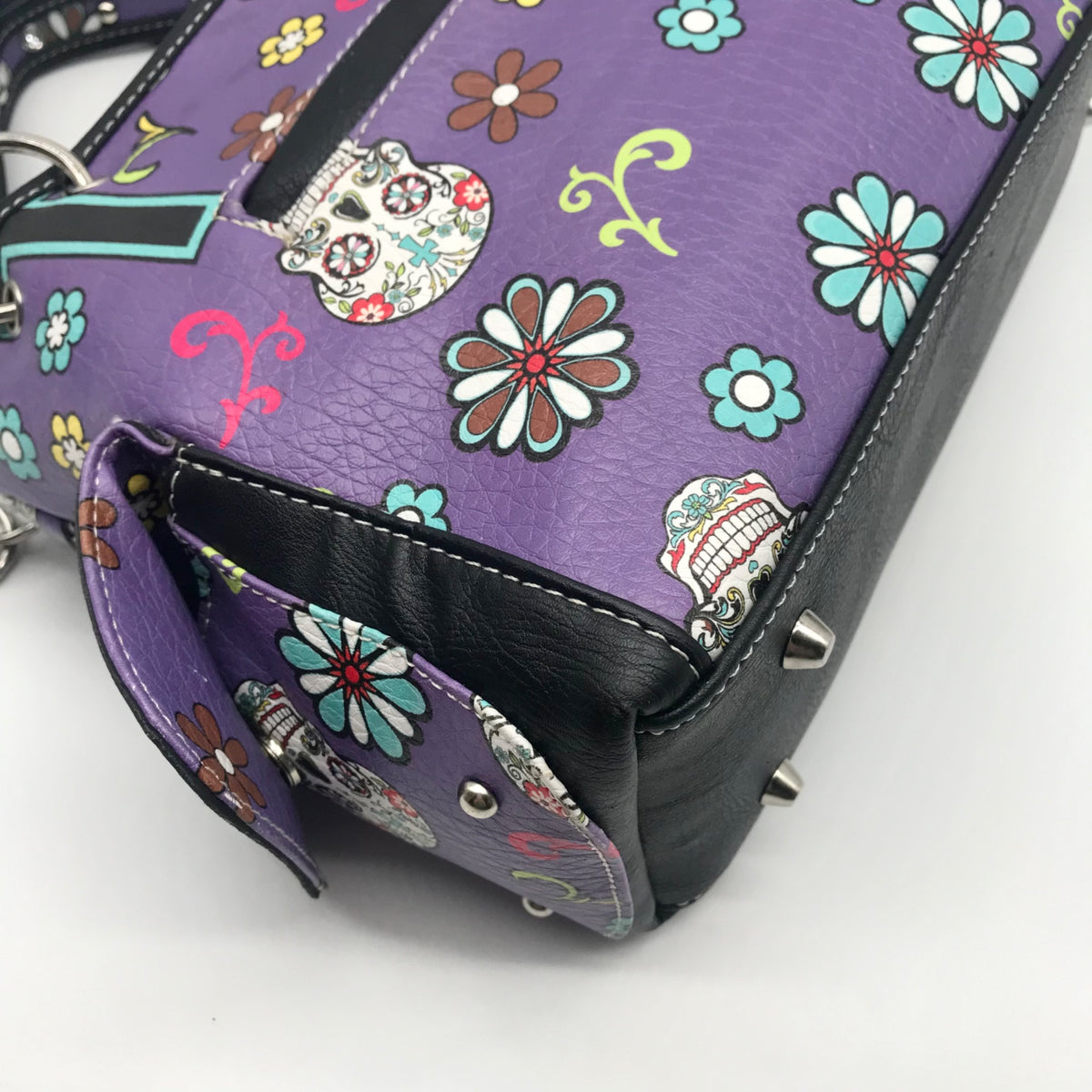 Cowgirl Trendy Purple Sugar Skull Shoulder Bag