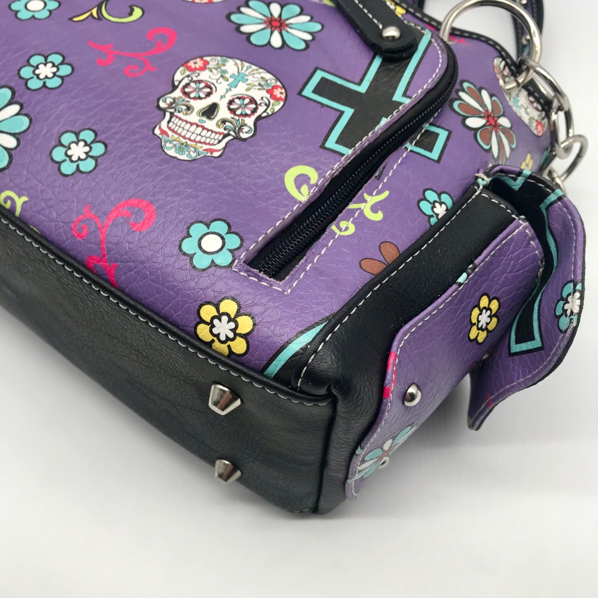 Cowgirl Trendy Purple Sugar Skull Shoulder Bag