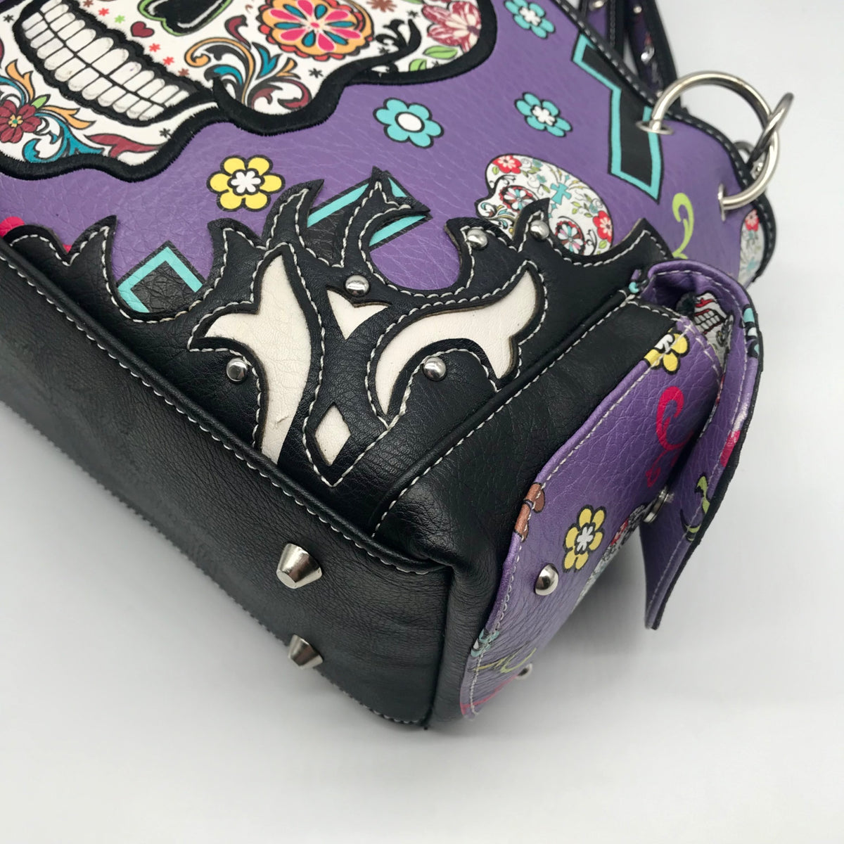 Cowgirl Trendy Purple Sugar Skull Shoulder Bag
