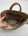Michael Kors Vanilla Monogram Canvas Rhea Slim Backpack