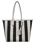 Michael Kors White & Brown Large Eliza East West Reversible Tote & Wallet