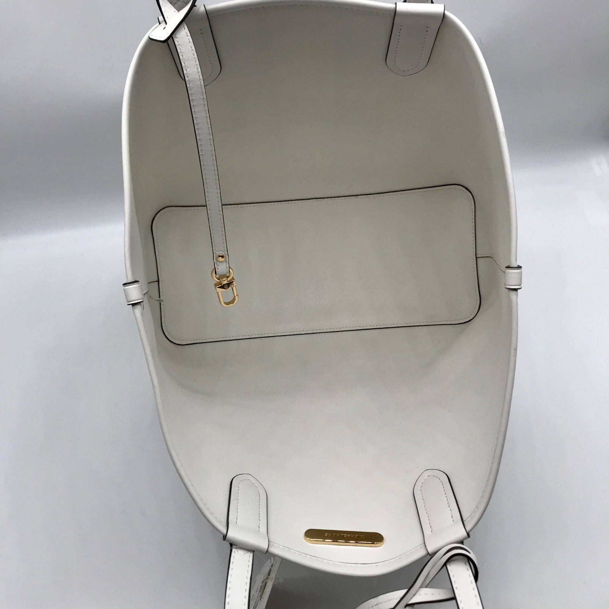 Michael Kors White &amp; Brown Large Eliza East West Reversible Tote &amp; Wallet