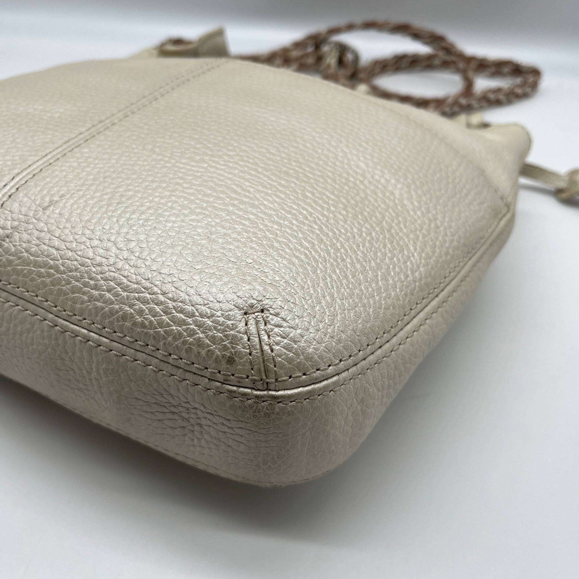 Brighton Pearl Putty Pebbled Leather Baby Barbados Crossbody