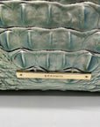 Brahmin Blue Leather Caroline Melbourne Embossed Satchel Bag