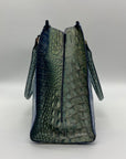 Brahmin Blue Leather Caroline Melbourne Embossed Satchel Bag