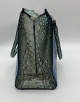 Brahmin Blue Leather Caroline Melbourne Embossed Satchel Bag