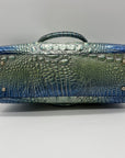 Brahmin Blue Leather Caroline Melbourne Embossed Satchel Bag