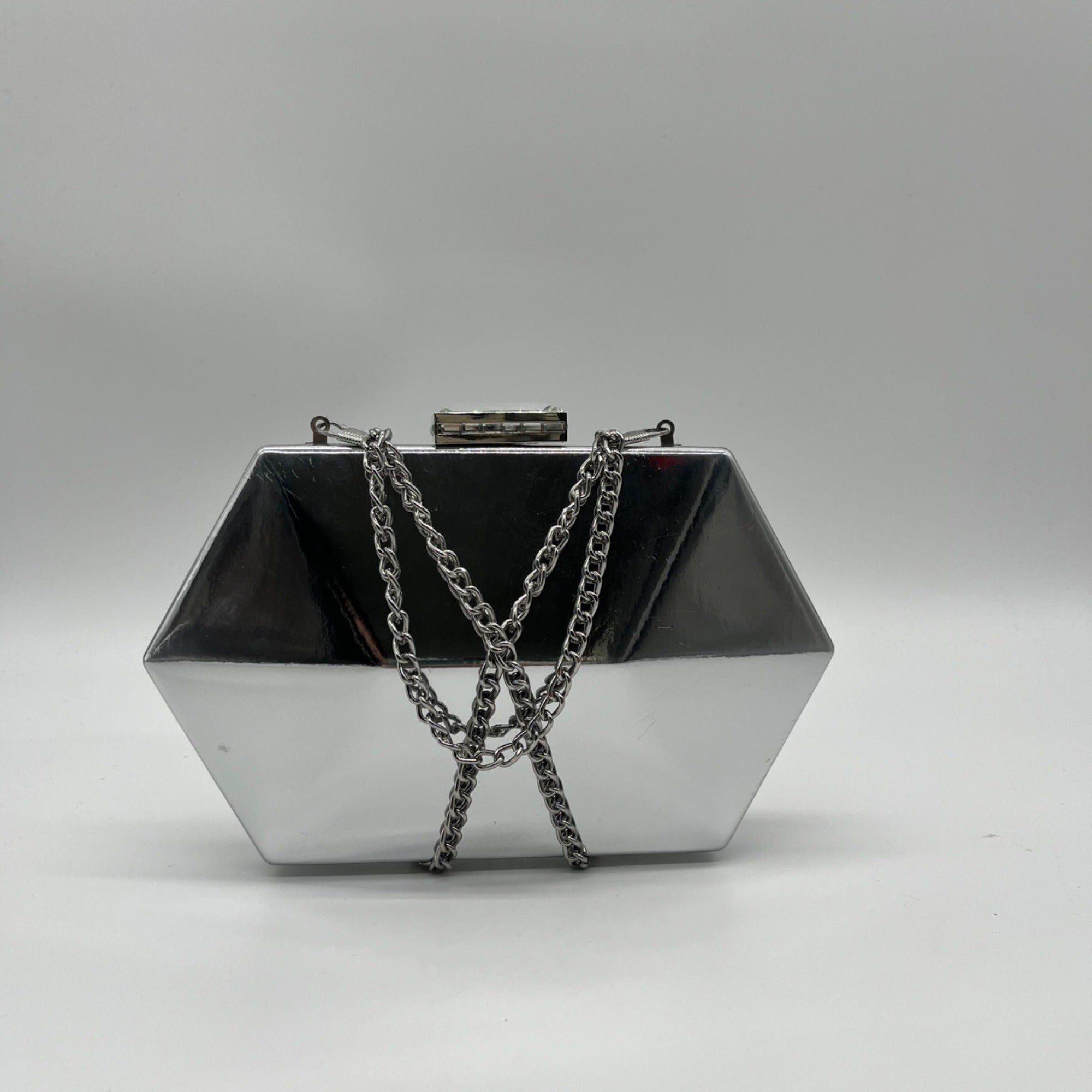 Nina Silver Faux Leather Metallic Crossbody/Clutch