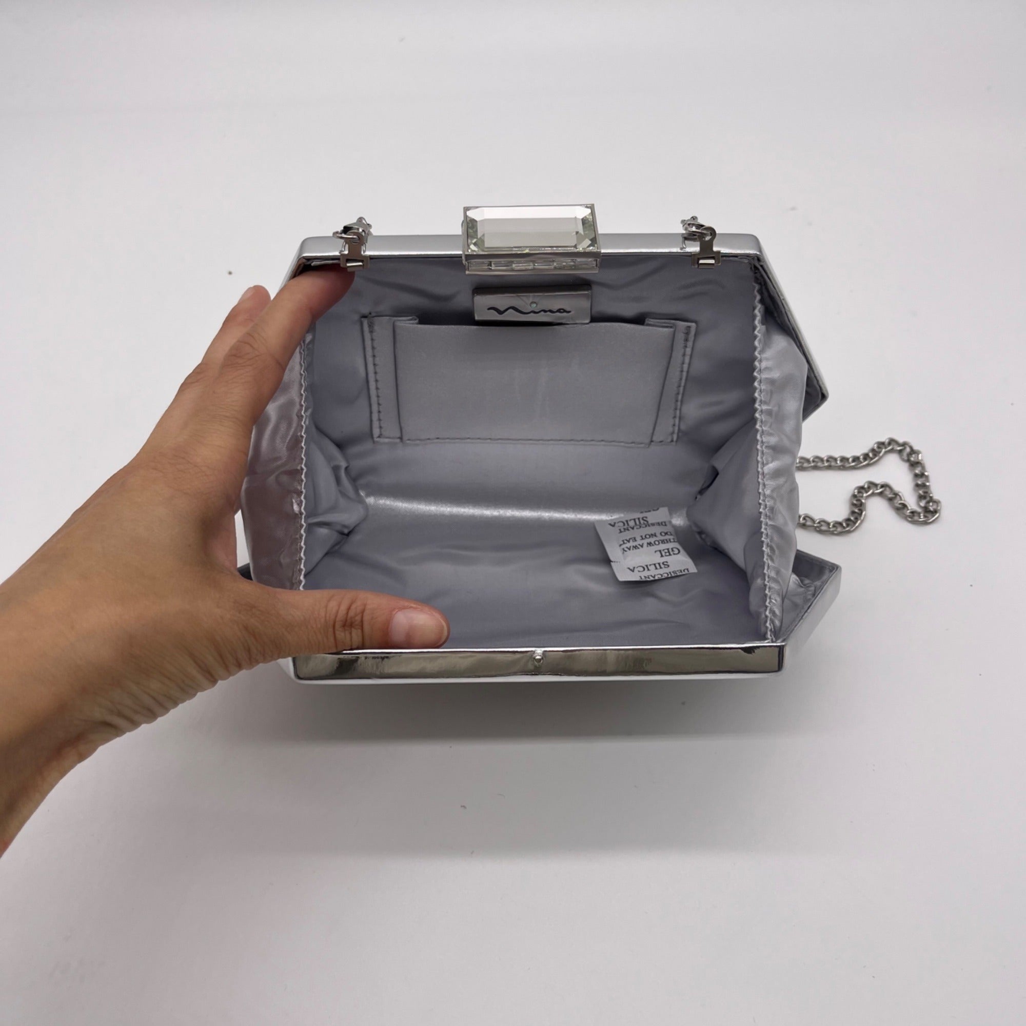 Nina Silver Faux Leather Metallic Crossbody/Clutch