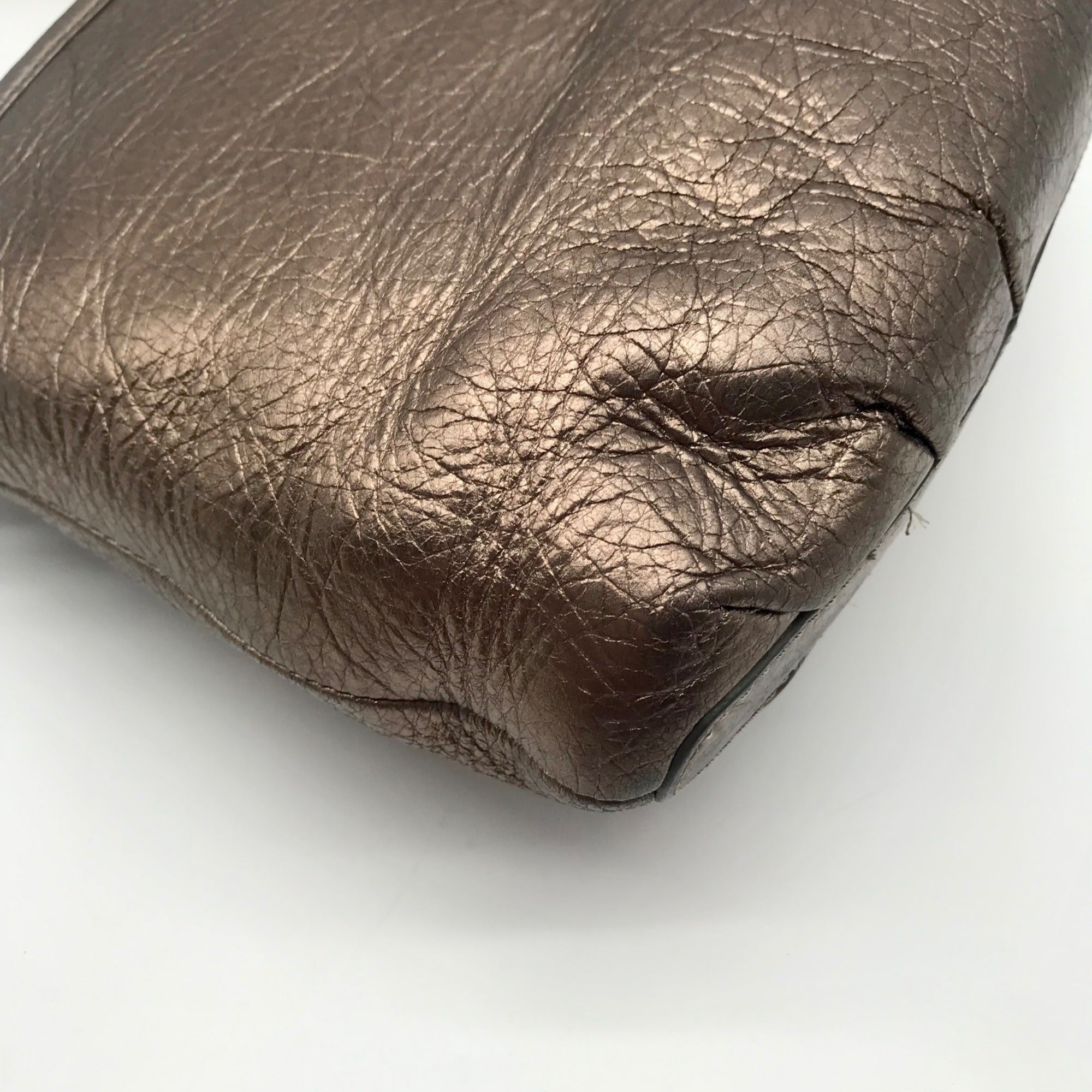 Brighton Metallic Silver Leather Messenger Crossbody Bag