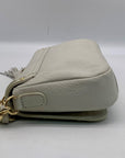 Vince Camuto Beige Pebbled Leather Fold Over Shoulder Bag