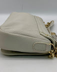 Vince Camuto Beige Pebbled Leather Fold Over Shoulder Bag