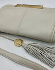 Vince Camuto Beige Pebbled Leather Fold Over Shoulder Bag