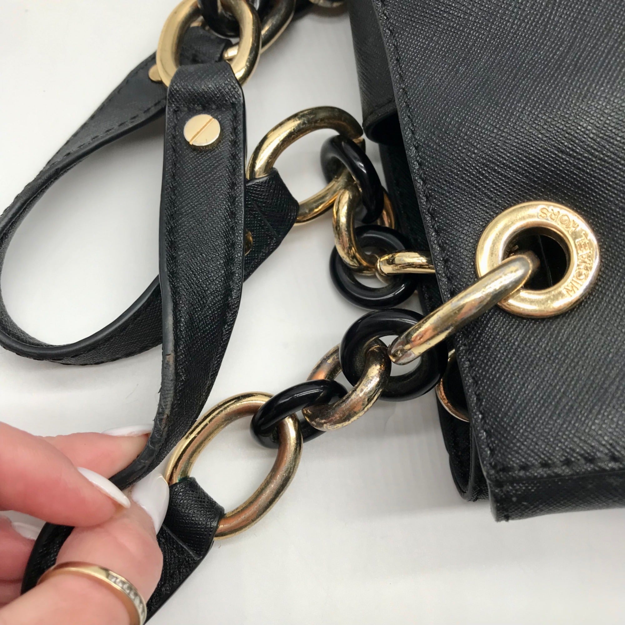 Michael Kors Black Saffiano Leather Cynthia Convertible Satchel Bag