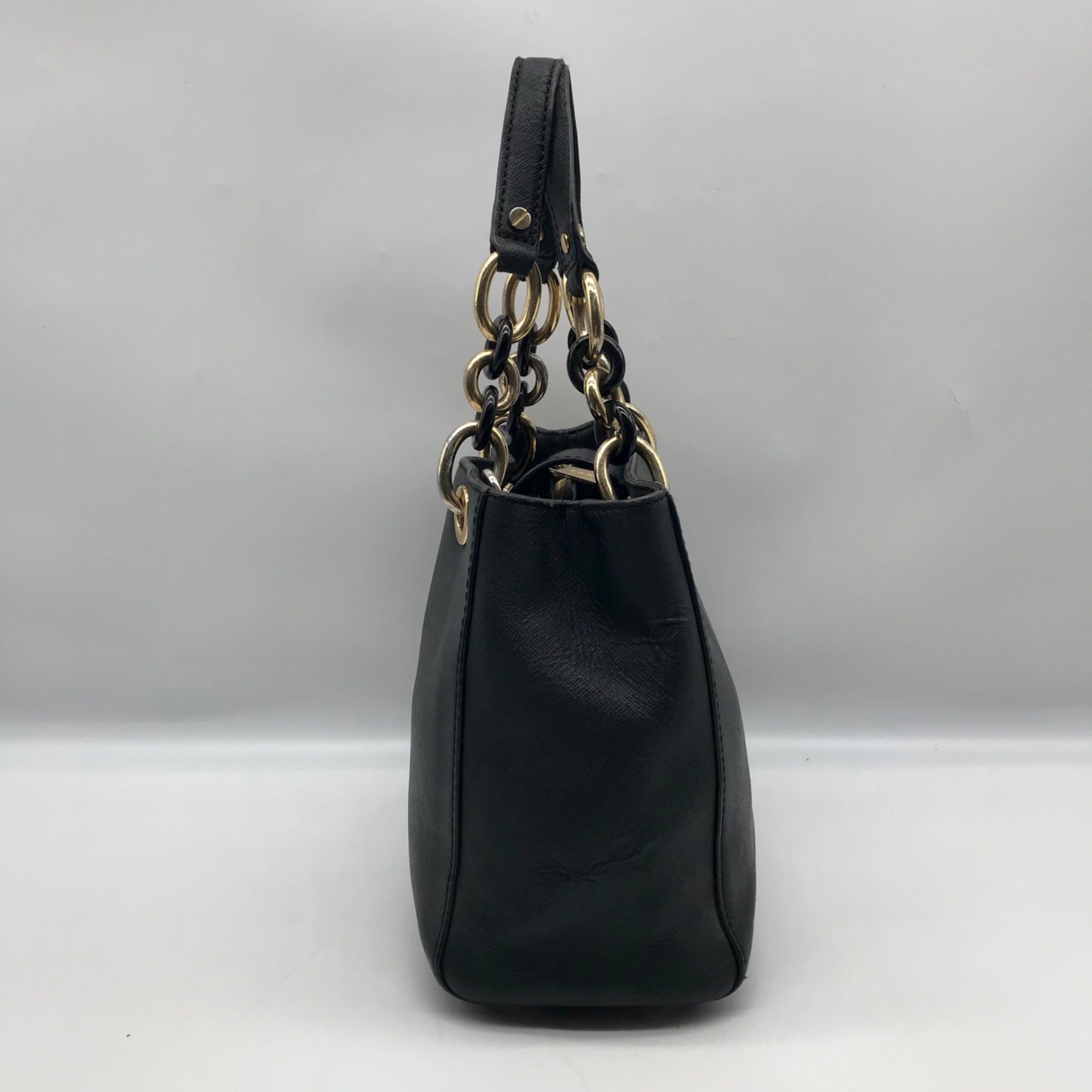 Michael Kors Black Saffiano Leather Cynthia Convertible Satchel Bag