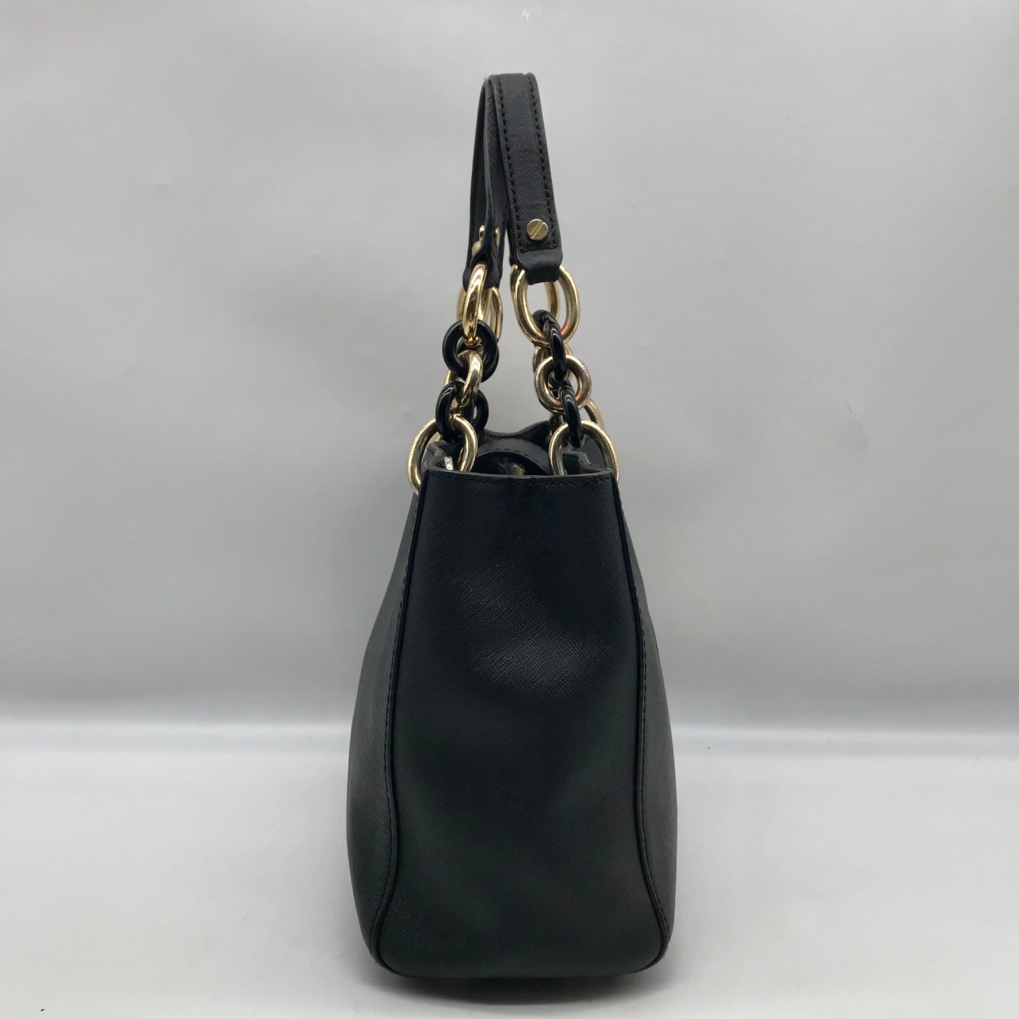 Michael Kors Black Saffiano Leather Cynthia Convertible Satchel Bag