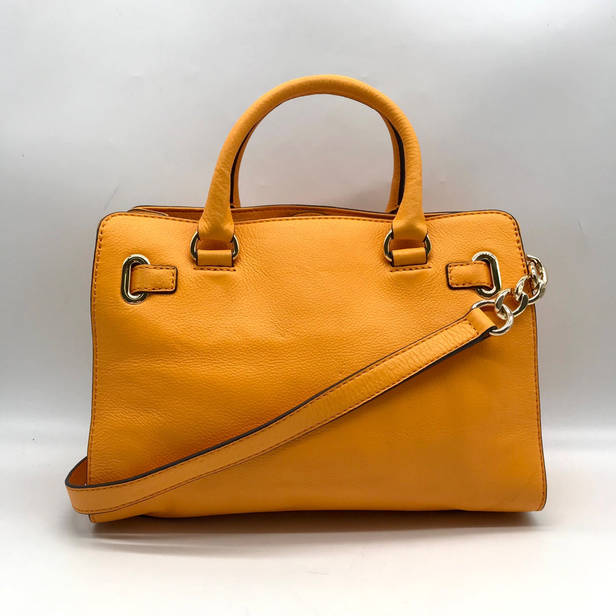 Michael Kors Orange Leather East West Hamilton Satchel Bag