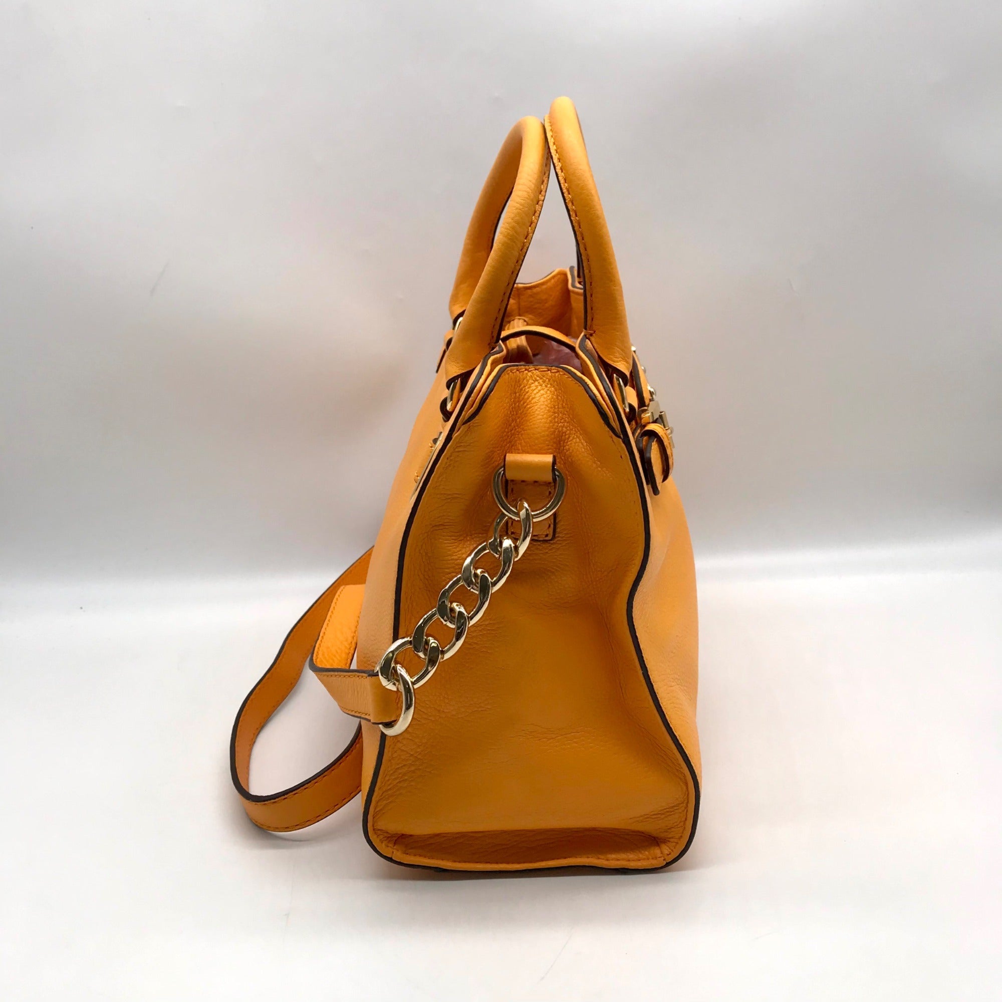 Michael Kors Orange Leather East West Hamilton Satchel Bag