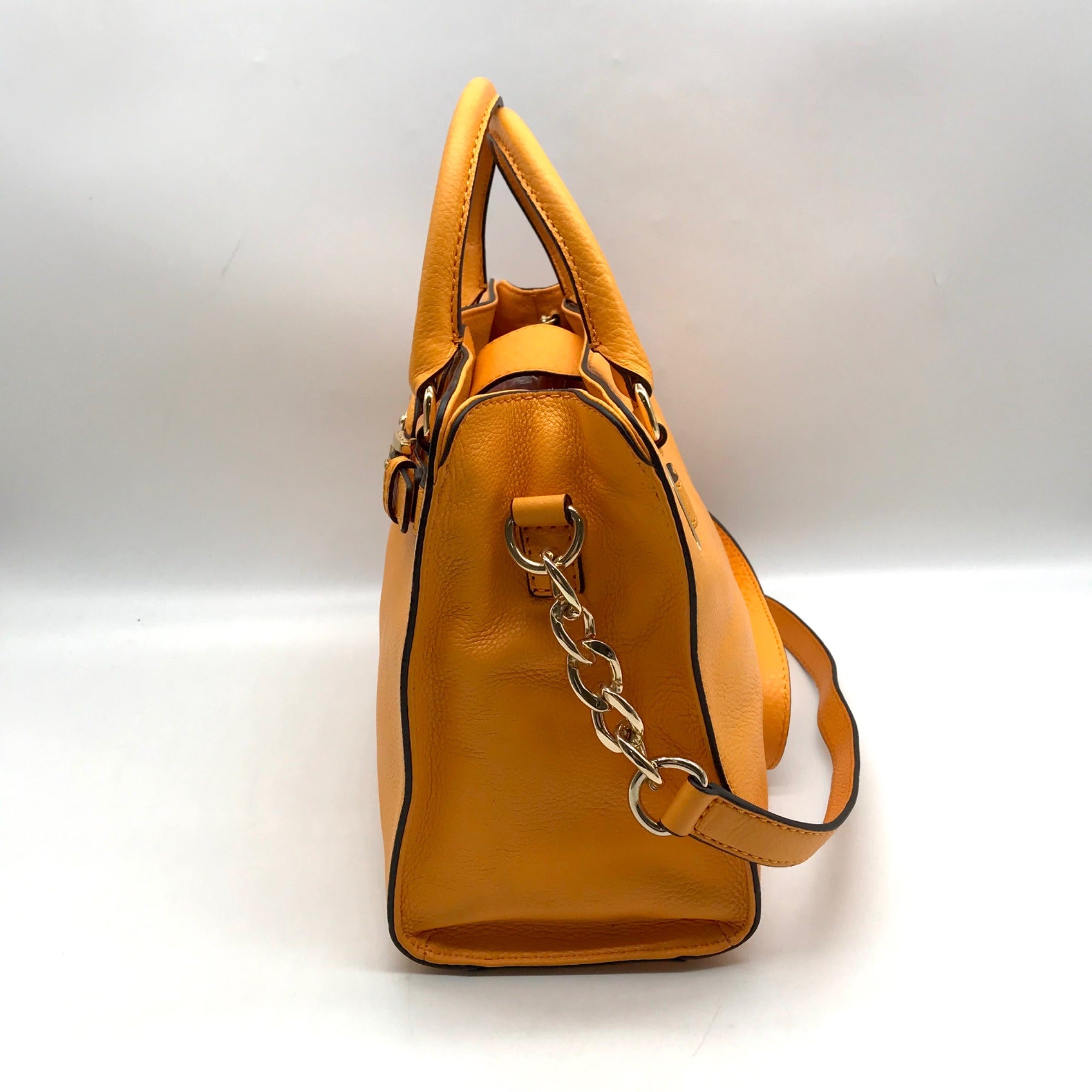 Michael Kors Orange Leather East West Hamilton Satchel Bag