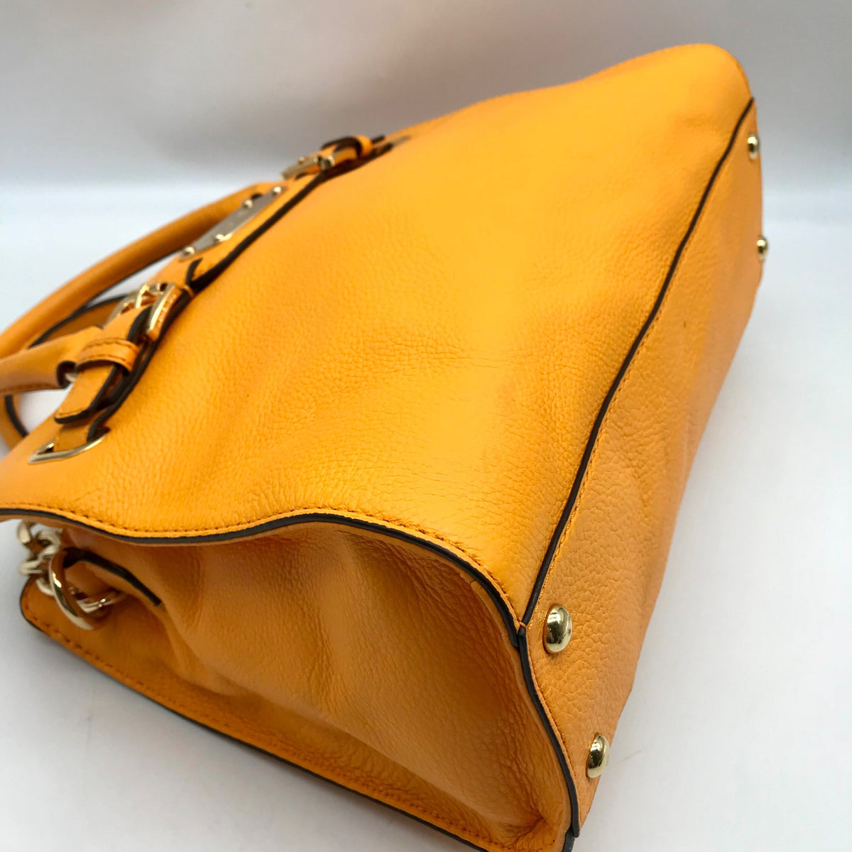 Michael Kors Orange Leather East West Hamilton Satchel Bag