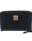 Dooney & Bourke Black Saffiano Leather Folding Zip Around Wallet