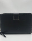 Dooney & Bourke Black Saffiano Leather Folding Zip Around Wallet