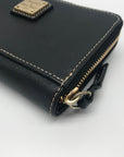 Dooney & Bourke Black Saffiano Leather Folding Zip Around Wallet