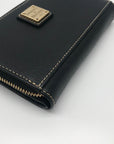 Dooney & Bourke Black Saffiano Leather Folding Zip Around Wallet