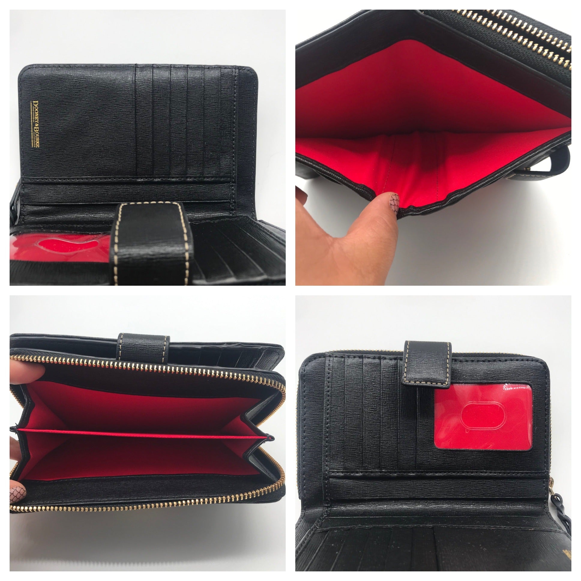 Dooney &amp; Bourke Black Saffiano Leather Folding Zip Around Wallet