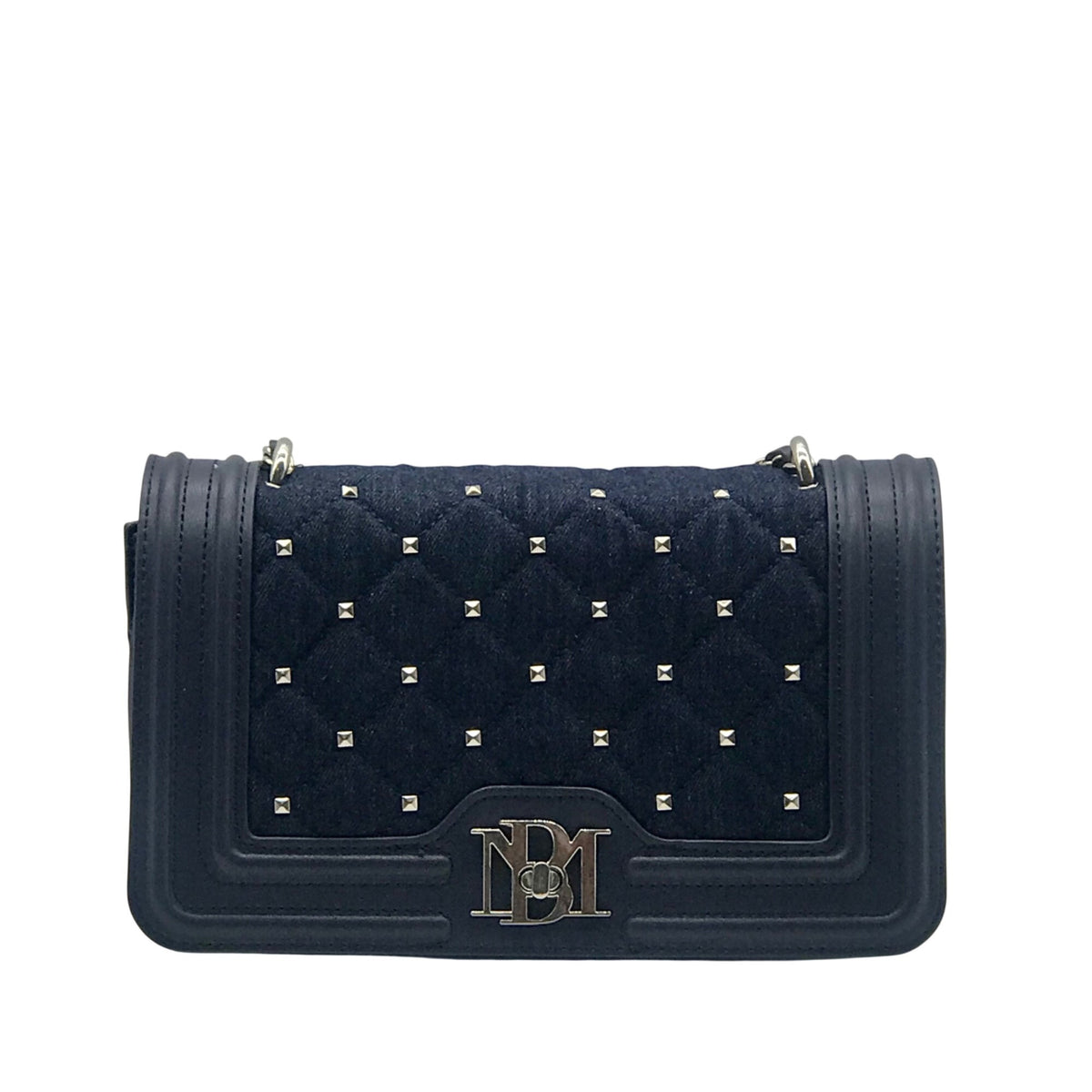 Badgley Mischka Blue Denim Studded Crossbody Bag