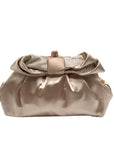 Badgley Mischka Champagne Posey Satin Bow Convertible Clutch Bag