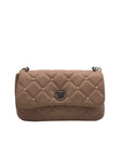 Badgley Mischka Nude Pink Quilted Faux Leather Crossbody Bag
