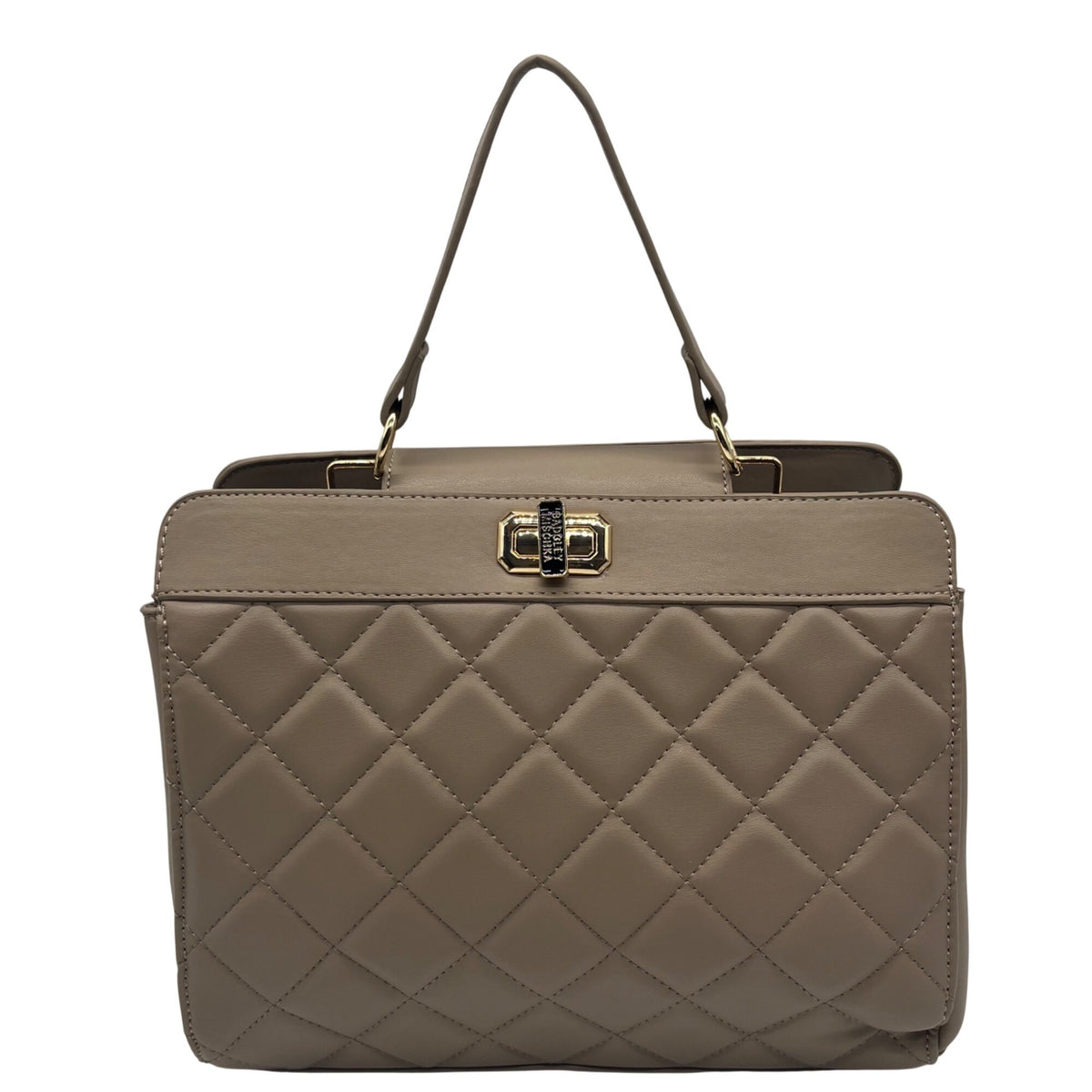 Badgley Mischka Nude Quilted Faux Leather Convertible Handbag