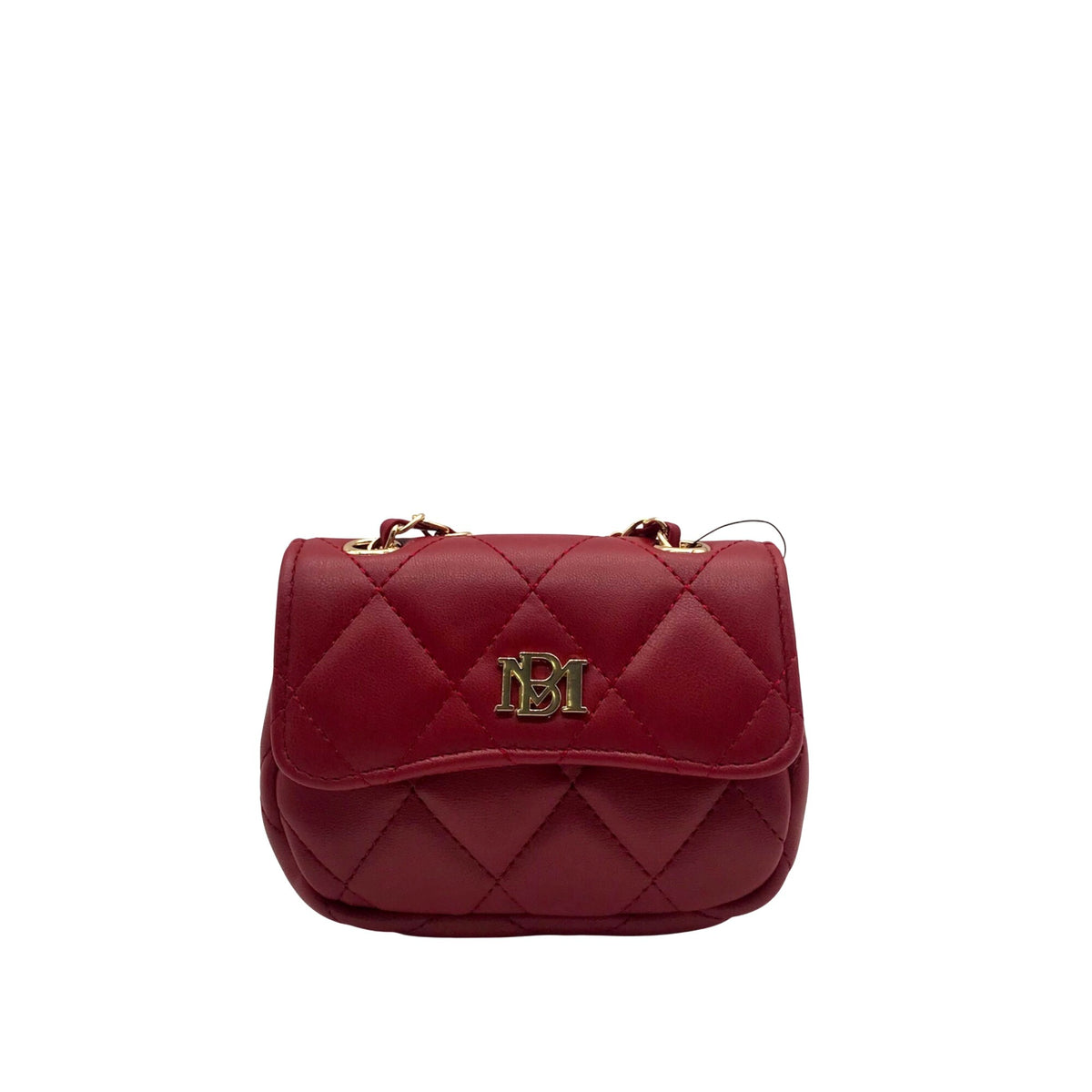 Badgley Mischka Red Quilted Faux Leather Mini Crossbody