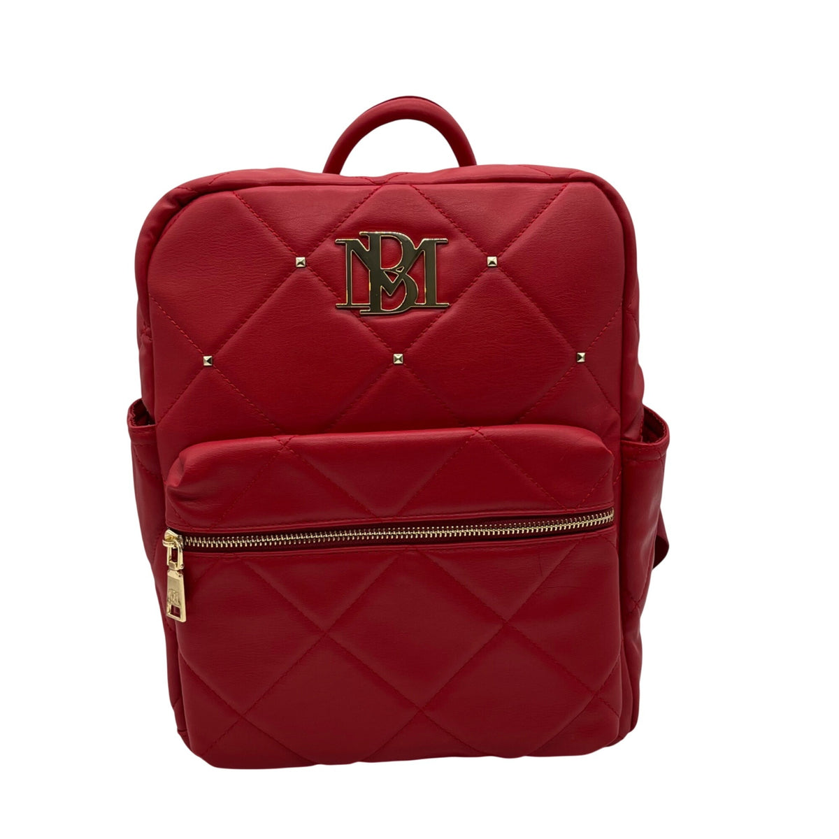 Badgley Mischka Red Quilted Leather Backpack