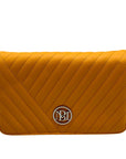 Badgley Mischka Yellow Quilted Vegan Leather Crossbody Bag 