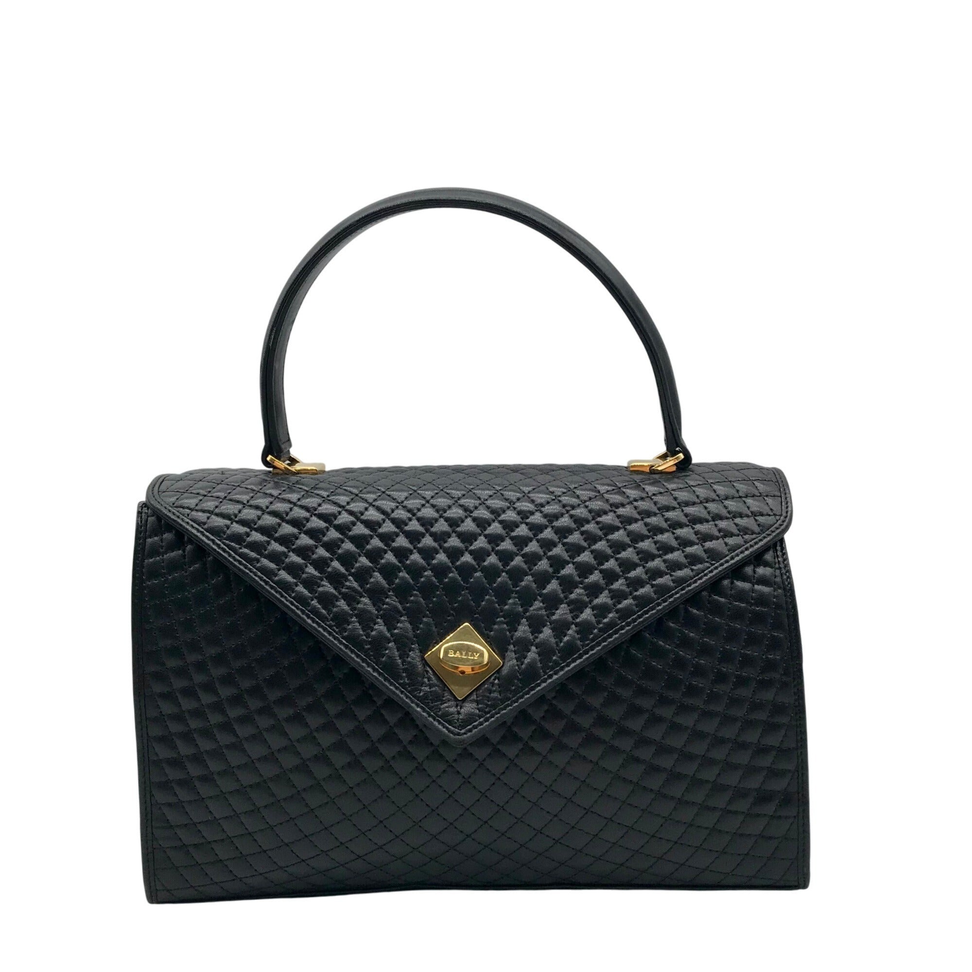 Bally Black Quilted Leather Top Handle Handbag