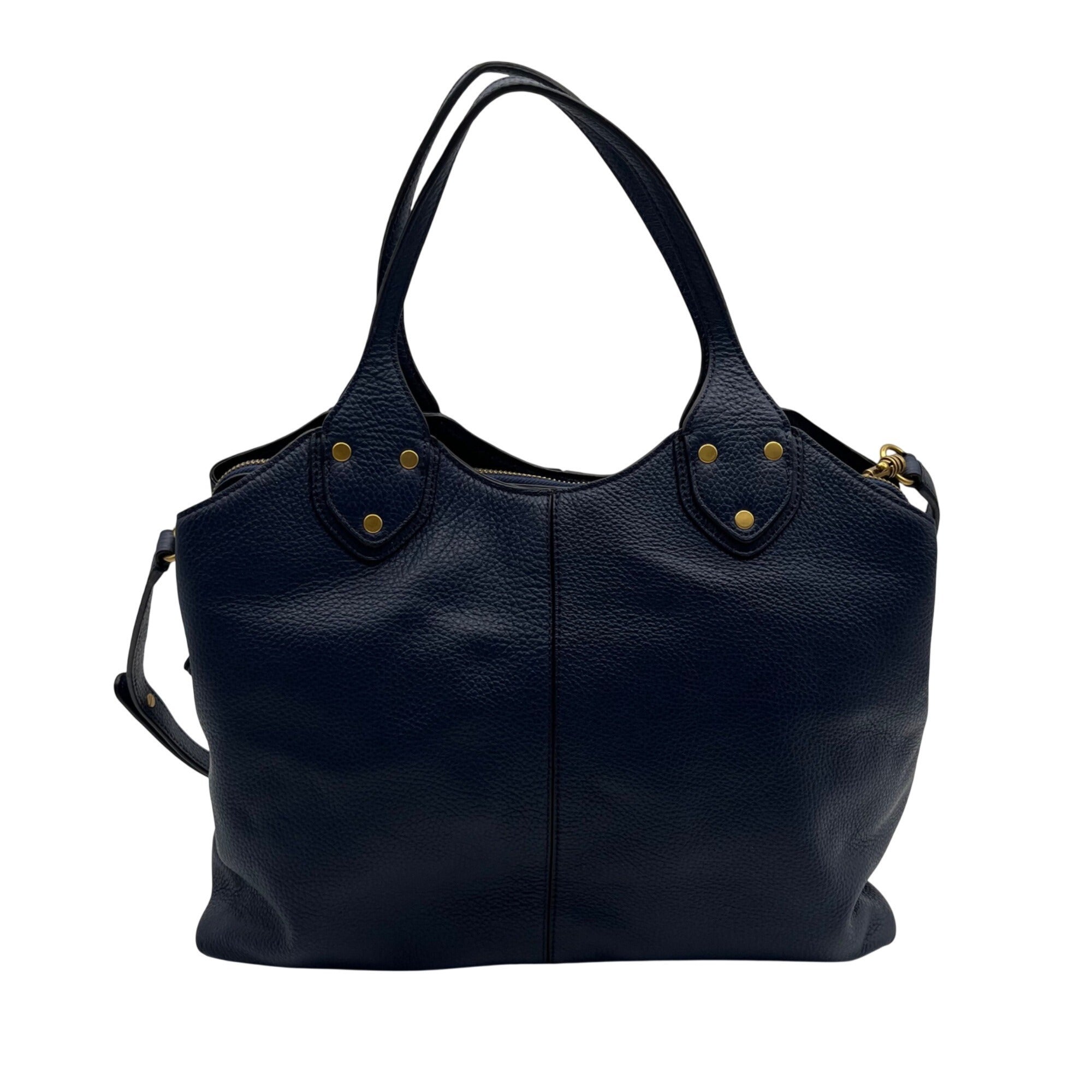 Banana Republic Navy Blue Pebbled Leather Tote Bag