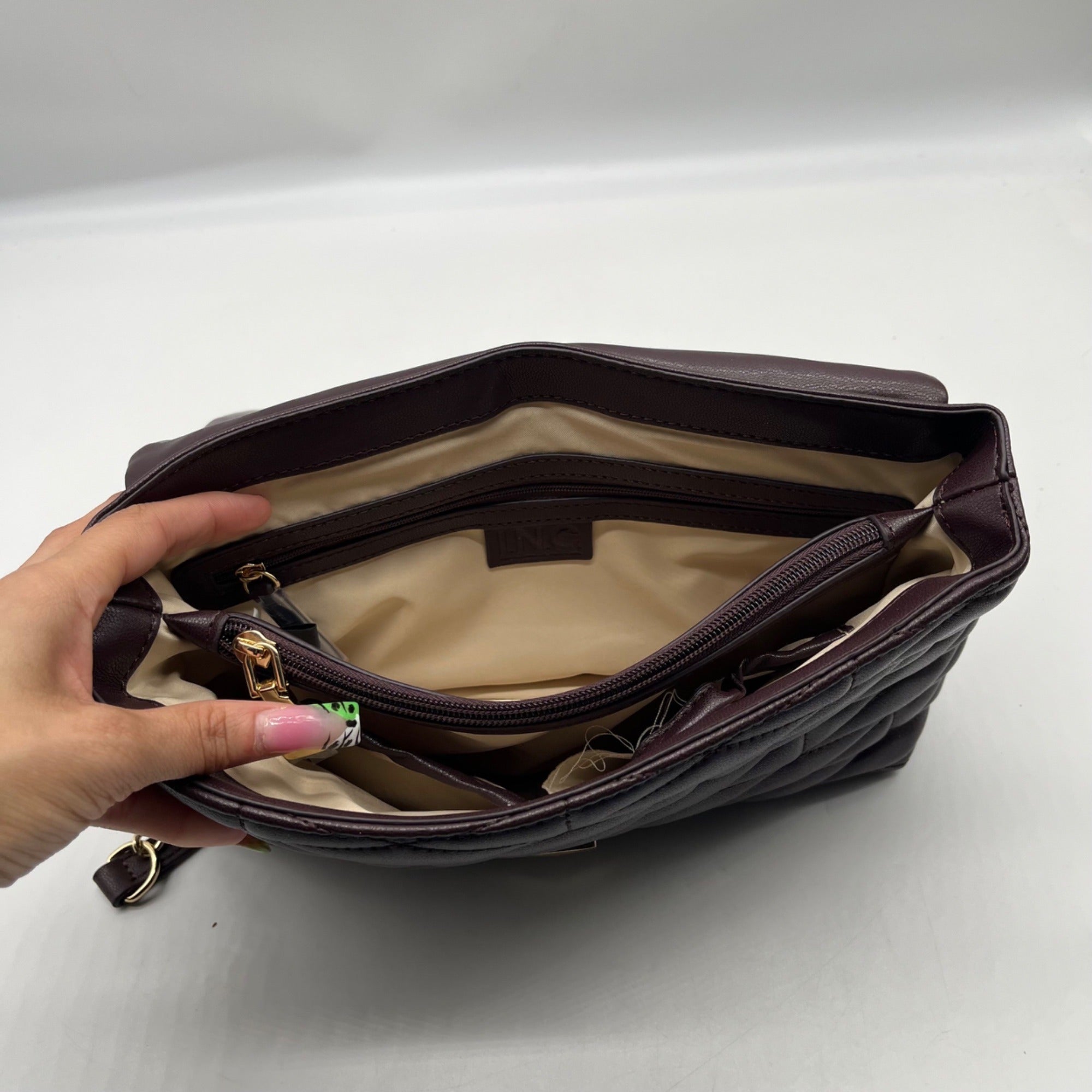 I.N.C. International Concepts Purple Faux Leather Soft Ajae Quilted Shoulder Bag