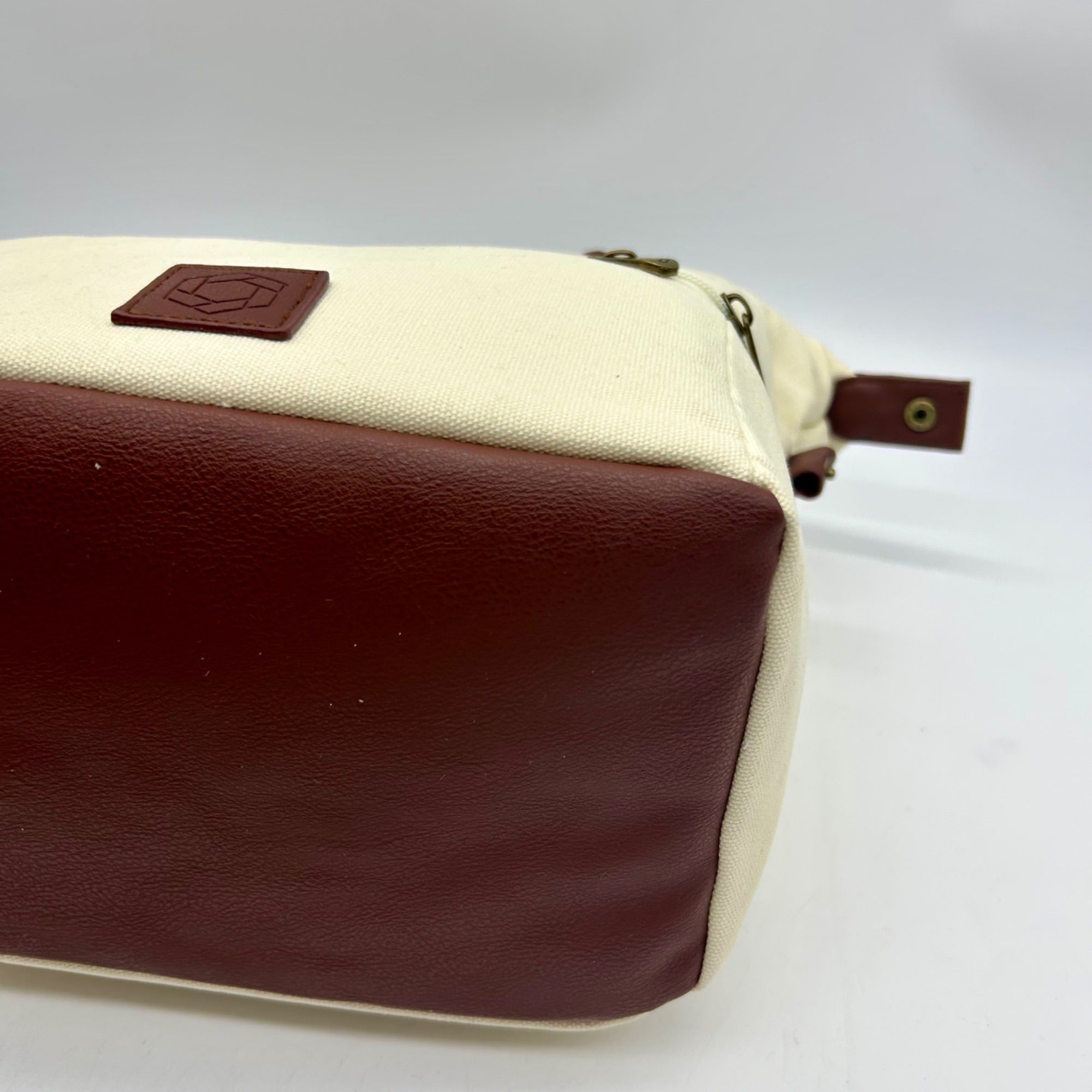 Mickie Beige Fabric Lunch Tote Bag