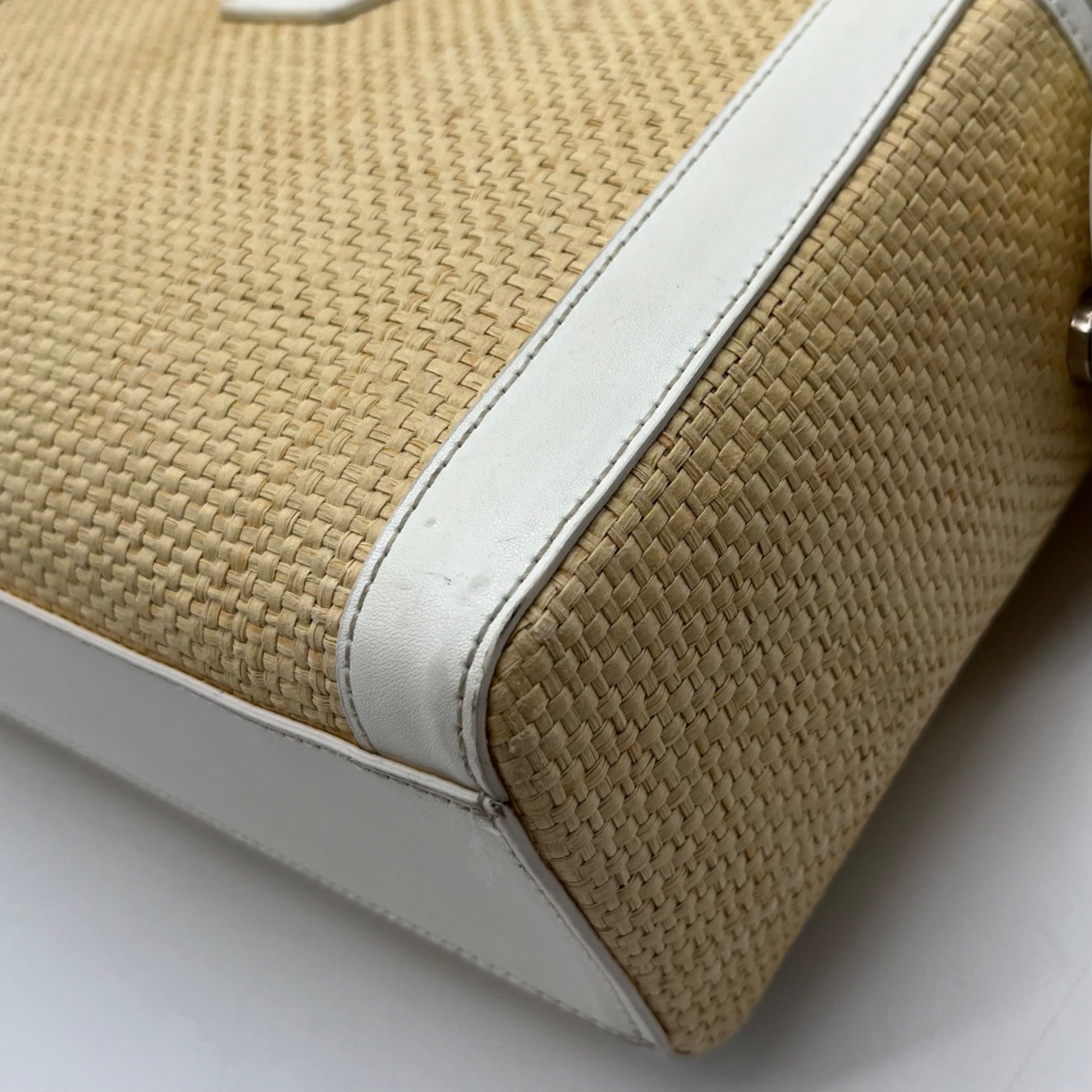 Coach Straw Raffia And Leather Vintage Legacy Shoulder Bag M7904