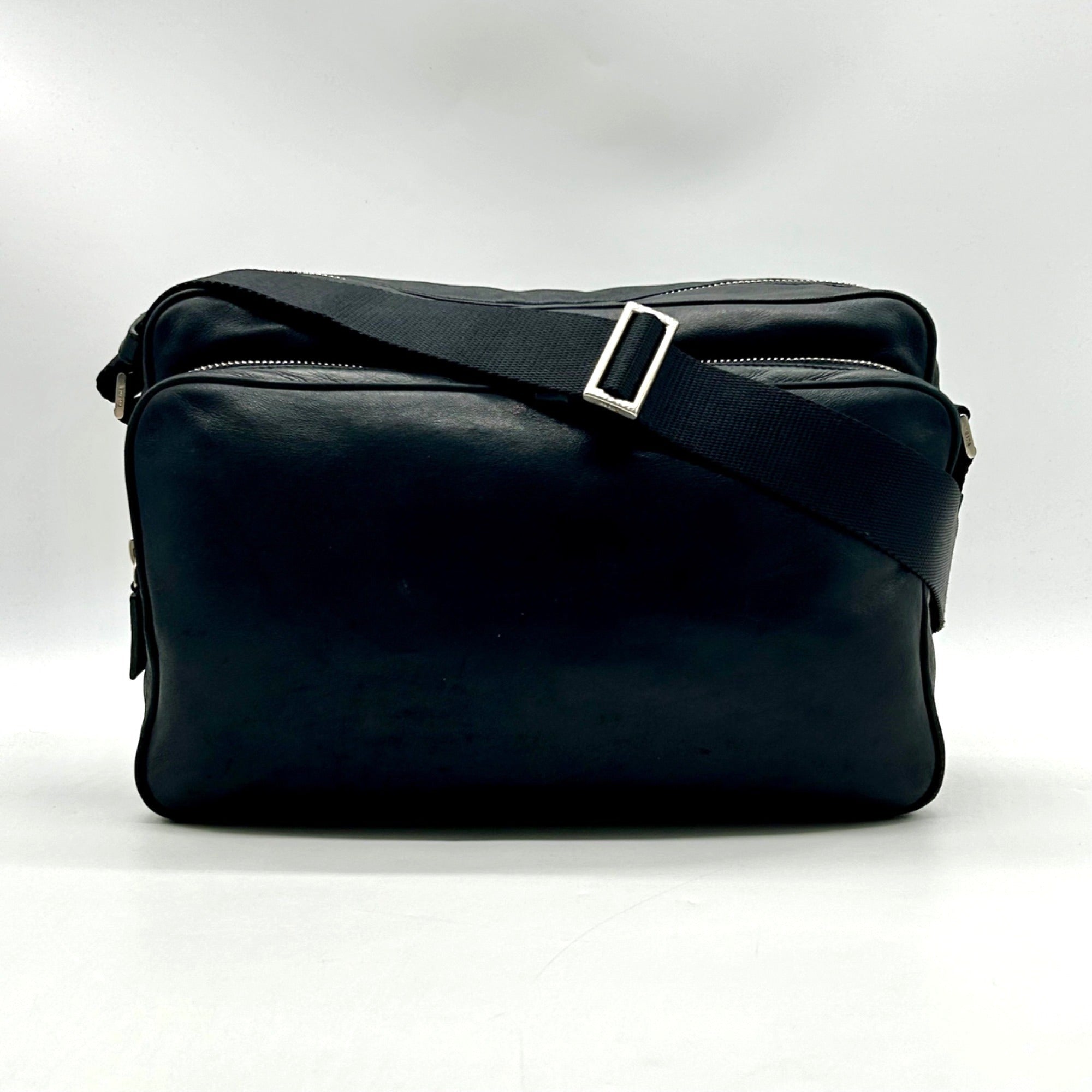 Prada Vintage Black Soft-Leather Multi-Pocket Shoulder Bag